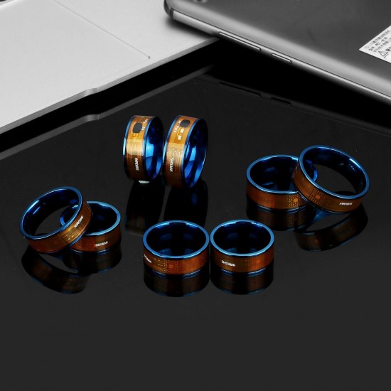 Blue Color NTAG213 NFC Tag Finger Ring Multifunctional Intelligent Ring Titanium Steel Smart Wear Finger Digital Rings for Men Women