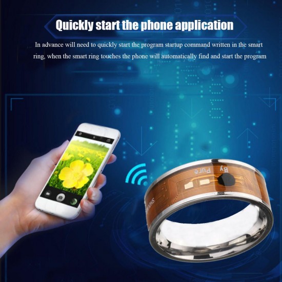 Blue Color NTAG213 NFC Tag Finger Ring Multifunctional Intelligent Ring Titanium Steel Smart Wear Finger Digital Rings for Men Women
