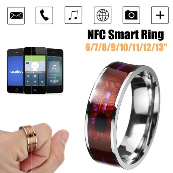 Silver NTAG213 NFC Tag Finger Ring Multifunctional Intelligent Ring Titanium Steel Smart Wear Finger Digital Rings for Men Women