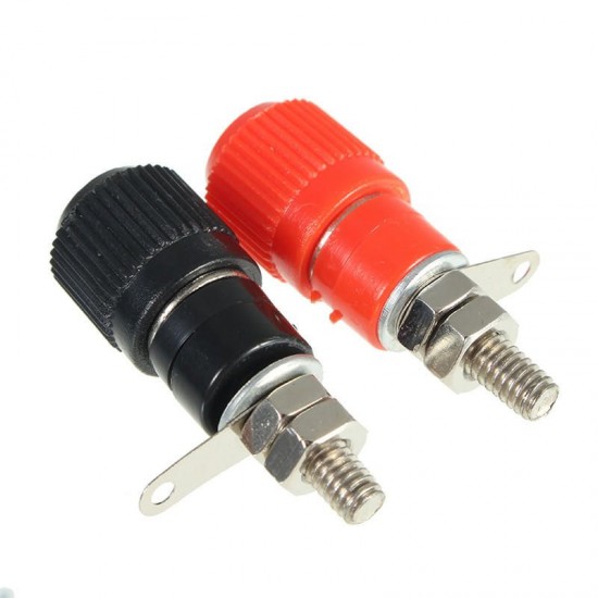 1 Pair Black Red Audio Amplifier Terminal Binding Post Banana Plug Jack Connector