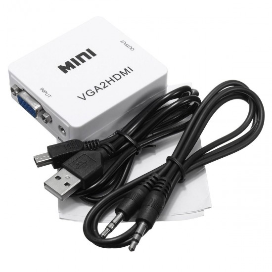 1080P Mini VGA To HD Audio Video Converter Box Adapter For HDTV PC Laptop DVD 1080P Mini VGA To HD Audio Video Converter Box Adapter For HDTV PC Laptop DVD