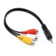 2.5mm 20cm Male to 3 RCA Female Jack Splitter Audio Video AV Adaptor Cable Extension Lead