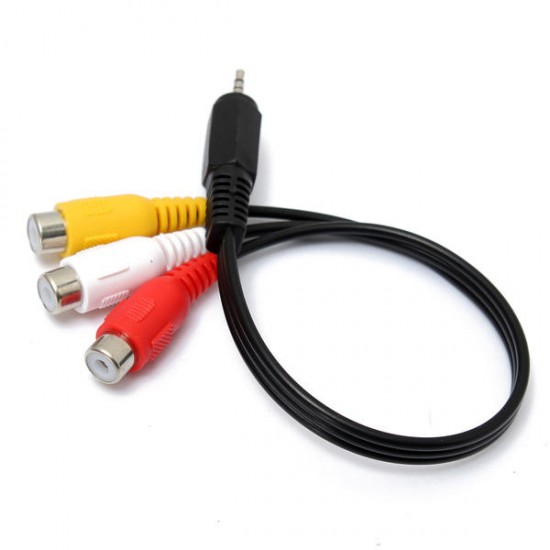 2.5mm 20cm Male to 3 RCA Female Jack Splitter Audio Video AV Adaptor Cable Extension Lead