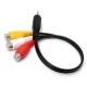 2.5mm 20cm Male to 3 RCA Female Jack Splitter Audio Video AV Adaptor Cable Extension Lead