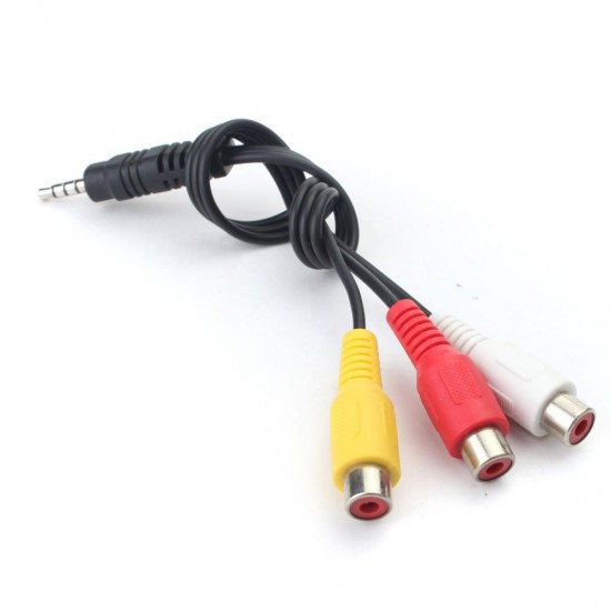 3.5mm Mini AV Male To 3 RCA Female Audio Video Cable Stereo Jack Adapter Cord