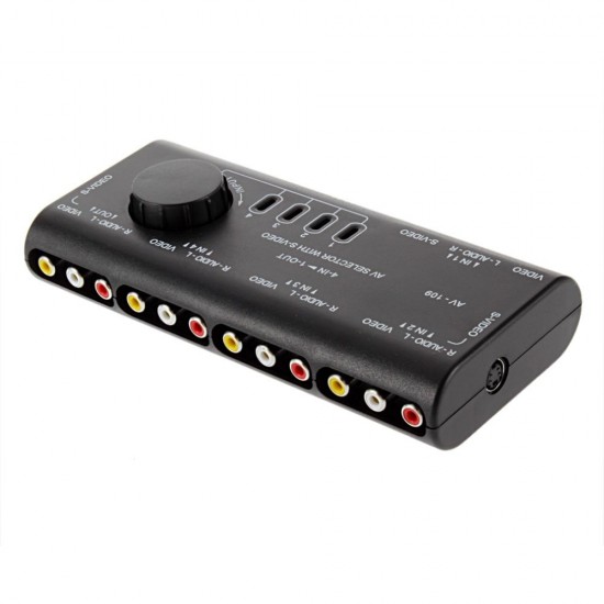 4 in 1 Out AV RCA Switch Box AV Audio Video Signal Switcher 4 Way Splitter