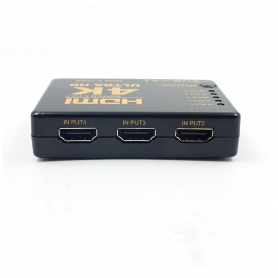 4K UHD HDMI 5 Port Switch Switcher Selector Splitter Hub with Remote Support HDTV HDMI 1.4