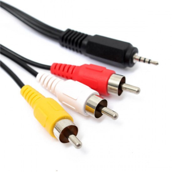 5ft/1.5m 2.5mm Jack Male Plug To 3 RCA Male Audio Video AV Out Cable 5ft/1.5m 2.5mm Jack Male Plug To 3 RCA Male Audio Video AV Out Cable