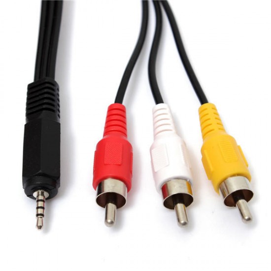 5ft/1.5m 2.5mm Jack Male Plug To 3 RCA Male Audio Video AV Out Cable 5ft/1.5m 2.5mm Jack Male Plug To 3 RCA Male Audio Video AV Out Cable