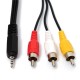 5ft/1.5m 2.5mm Jack Male Plug To 3 RCA Male Audio Video AV Out Cable