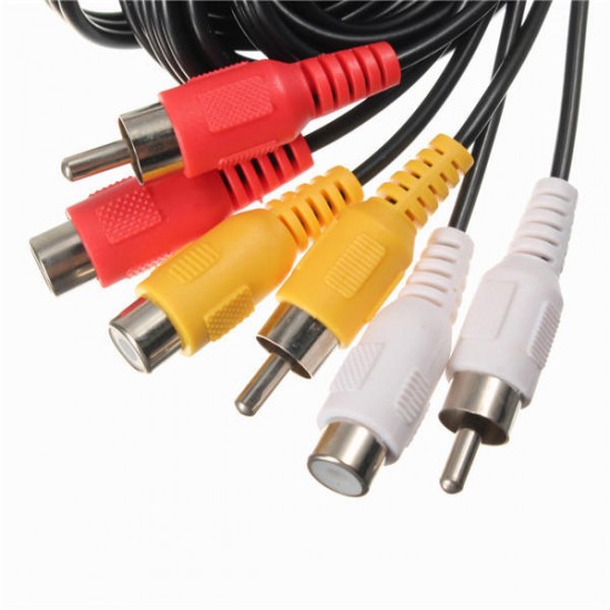 5m 3 RCA Male to Female Plug Splitter Audio Video AV Adapter Extension Cable DVD