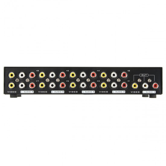 8 In 1 Out Splitter Composite 3RCA AV Video Audio Switch Switcher Box Selector