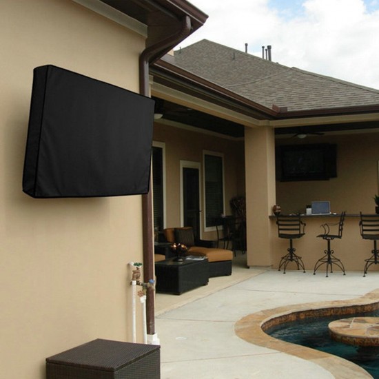 Black 600D Outdoor Fully Dustproof Weatherproof TV Cover for 22-70 Inches LED LCD Plasma TVs