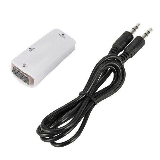 FHD 1080P HDMI Female to VGA Female Mini Adapter with Audio Cable HDMI to VGA Converter for PC Laptop Computer Display Projector FHD 1080P HDMI Female to VGA Female Mini Adapter with Audio Cable HDMI to VGA Converter for PC Laptop Computer Display Projector