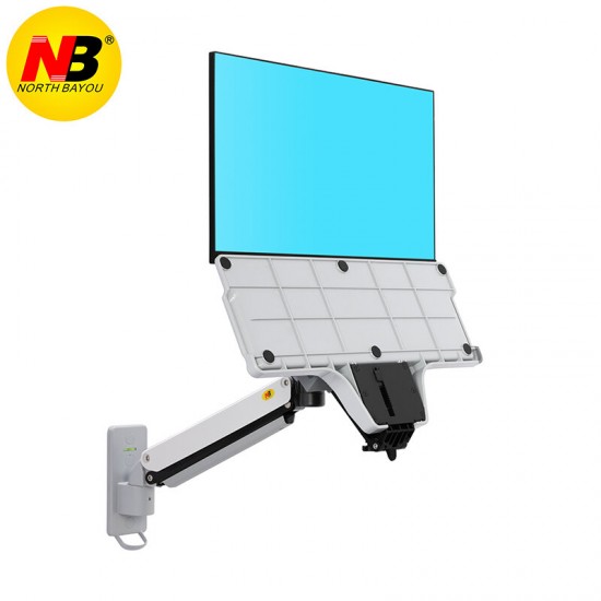 NB MC32 Aluminum Ergonomic Wall Mount Sit-Stand Workstation 22-32in Monitor Holder Gas Strut Arm with keyboard Tray Rotate LCD Bracket