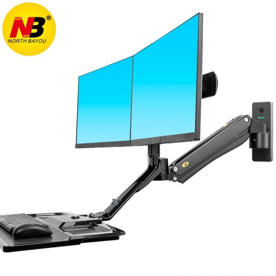 NB MC40-2A Ergonomic Sit-Stand Workstation Wall Mount 22-27in Dual Monitor Holder Arm with Foldable Keyboard Plate 2xUSB3.0 Interface NB MC40-2A Ergonomic Sit-Stand Workstation Wall Mount 22-27in Dual Monitor Holder Arm with Foldable Keyboard Plate 2xUSB3.0 Interface