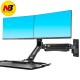 NB MC40-2A Ergonomic Sit-Stand Workstation Wall Mount 22-27in Dual Monitor Holder Arm with Foldable Keyboard Plate 2xUSB3.0 Interface