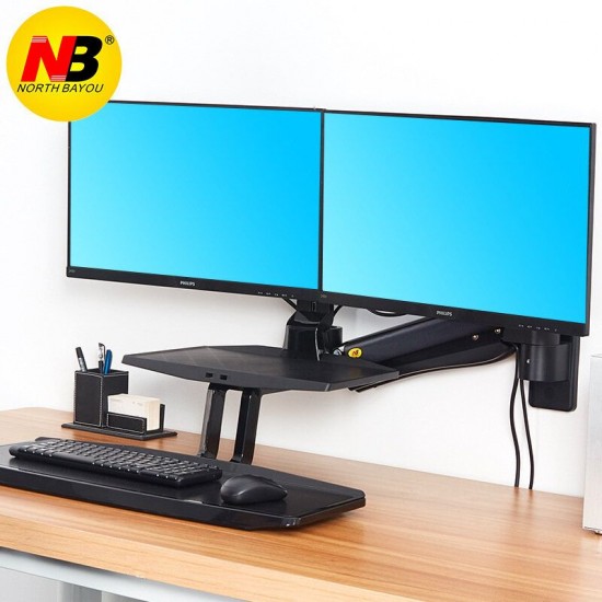 NB MC55-2A Dual Wall Mount 22-27in Ergonomic Sit-Stand Workstation Monitor Holder with Foldable Keyboard Tray Gas Strut Arm NB MC55-2A Dual Wall Mount 22-27in Ergonomic Sit-Stand Workstation Monitor Holder with Foldable Keyboard Tray Gas Strut Arm