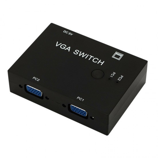 VGA 2 Port Switcher 2 in 1 Out Multi-computer Host Switch VGA Screen Share Display for Game Console Monitor Projector Computer Notebook Settop Box
