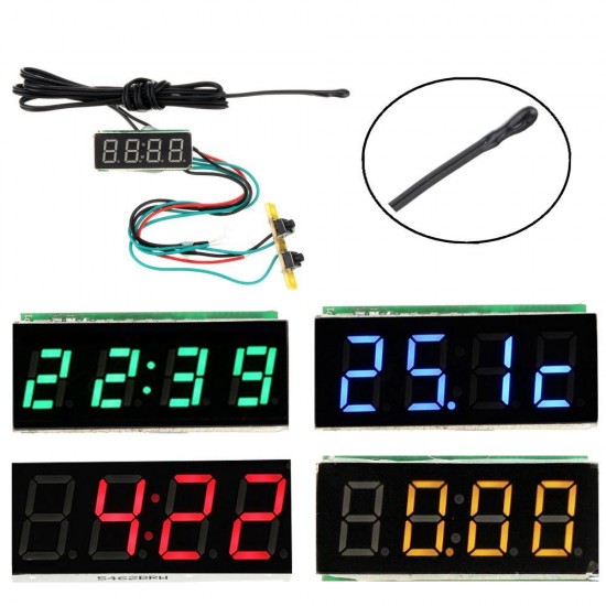 0.36 Inch 3-in-1 Time + Temperature + Voltage Meter Display with NTC DC7-30V Voltmeter Electronic Watch Clock Digital Tube