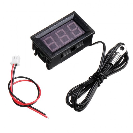 0.56 Inch Mini Digital LCD Indoor Convenient Temperature Sensor Meter Monitor Thermometer with 1M Cable -50-120°DC 5-12V