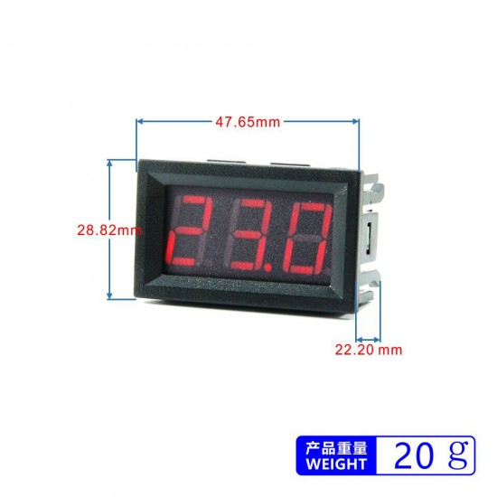 0.56 Inch Mini Digital LCD Indoor Convenient Temperature Sensor Meter Monitor Thermometer with 1M Cable -50-120°DC 5-12V