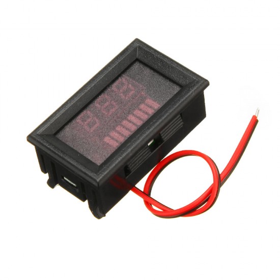 10pcs 12-60V ACID Red Lead Battery Capacity Voltmeter Indicator Charge Level Lead-acid LED Tester