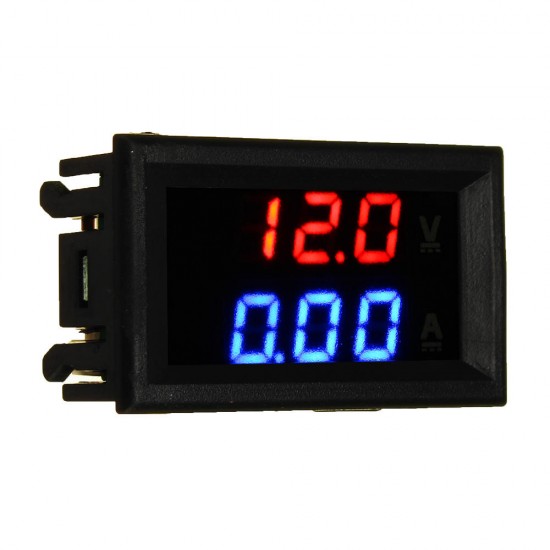 10pcs nMini Digital Voltmeter Ammeter DC 100V 10A Voltmeter Current Meter Tester Blue+Red Dual LED Display