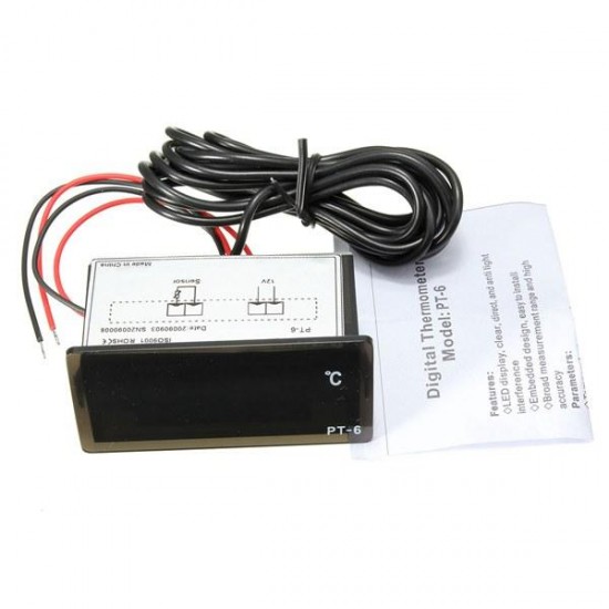 12V -40~110°C Auto LED Digital Thermometer Meter Probe 12V -40~110°C Auto LED Digital Thermometer Meter Probe