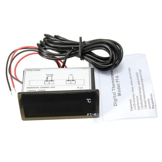 12V -40~110°C Auto LED Digital Thermometer Meter Probe