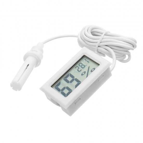 2Pcs Digital Mini LCD Digital Thermometer Hygrometer Fridge Freezer Temperature Humidity Meter White