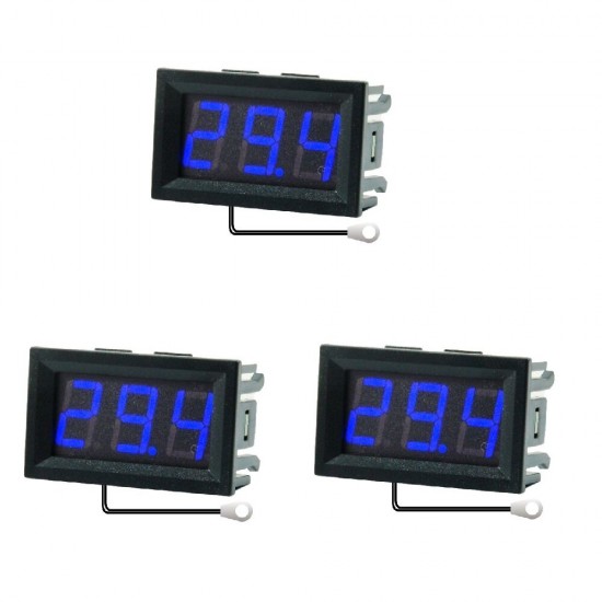 3Pcs 0.56 Inch Mini Digital LCD Indoor Convenient Temperature Sensor Meter Monitor Thermometer with 1M Cable -50-120°DC 5-12V
