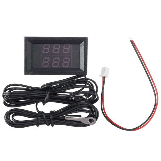 5Pcs DC 4-28V 5V 12V 0.28 inch 0.28 inch LED Display Dual Red Digital Temperature Sensor Thermometer with NTC Probe Cable
