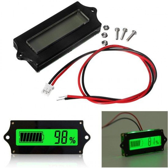 5pcs GY-6 Y6 12V 24V 36V 48V Lead Acid Battery 2-15S Lithium Battery Universal Adjustable 6-65V Green Screen Waterproof LCD Capacity Display Board Indicator Digital Voltmeter