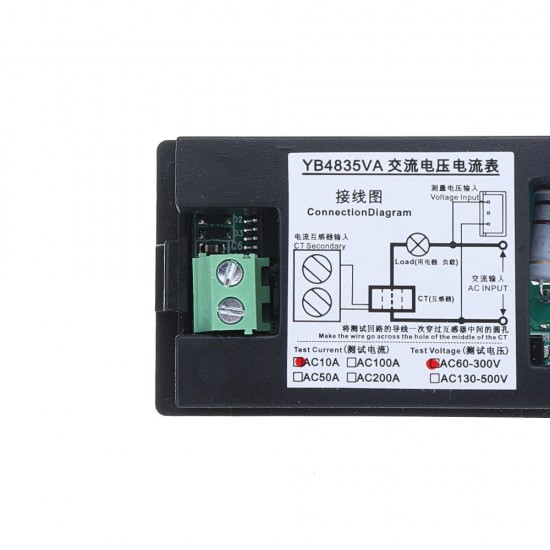 AC Three-phase 300V 10A LED Dual Display AC Voltmeter Current Meter Digital Display
