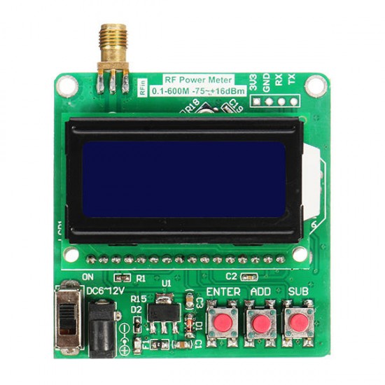 Digital Radio Frequency Power Meter -75~+16dBm Power Attenuation Can Be Set Ultra Small LCD Automatic Backlight Digital Radio Frequency Power Meter -75~+16dBm Power Attenuation Can Be Set Ultra Small LCD Automatic Backlight