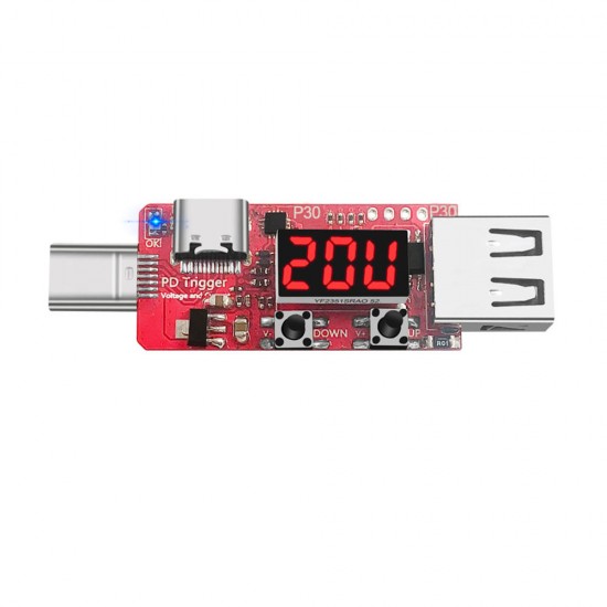 Type-C PD3.0 Digital Voltmeter Ammeter Tester Instrument Automatic Fast Charge Trigger Board