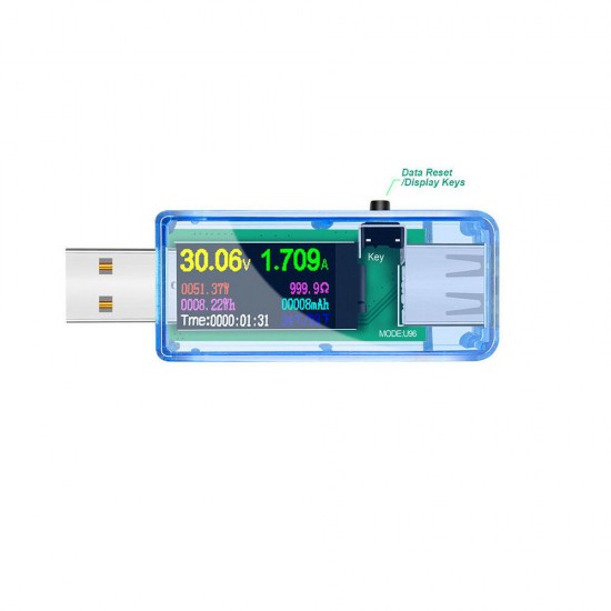 U96 USB Tester DC Digital Voltmeter Power Bank Charger Indicator Voltage Current Meter Detector Blue