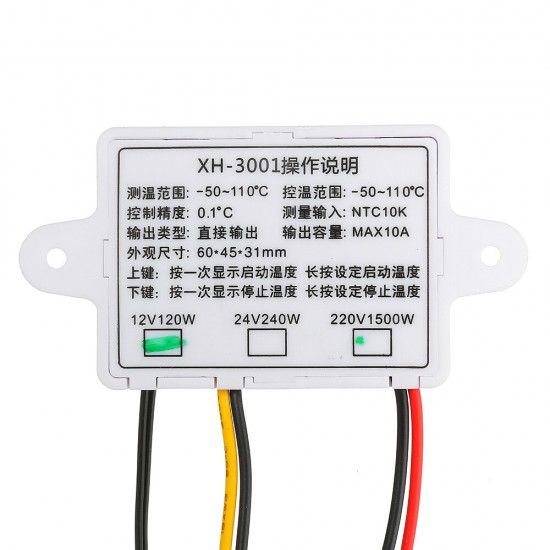 XH-W3001 Digital Microcomputer Temperature Controller Thermostat Temperature Control Switch With Display