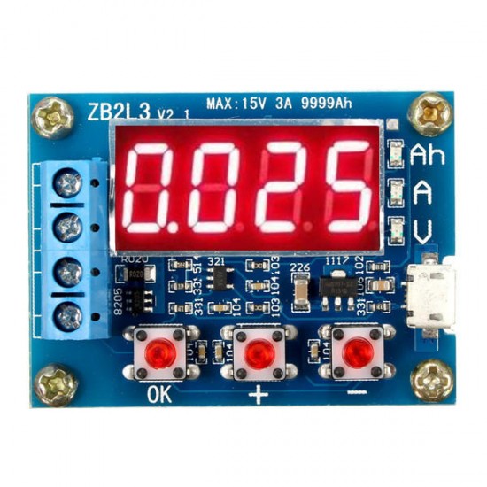 ZB2L3 18650 Battery Capacity Tester External Load Discharge Type 1.2-12V Tester with Two 7.5 Resistors