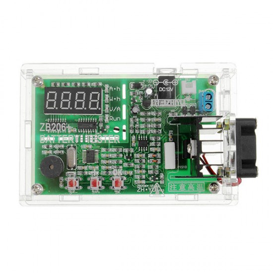 ZB206 12V Multi-Function Battery Capacity Internal Resistance Tester 18650 Battery Tester With Acrylic Shell Fan Red Digital Tube
