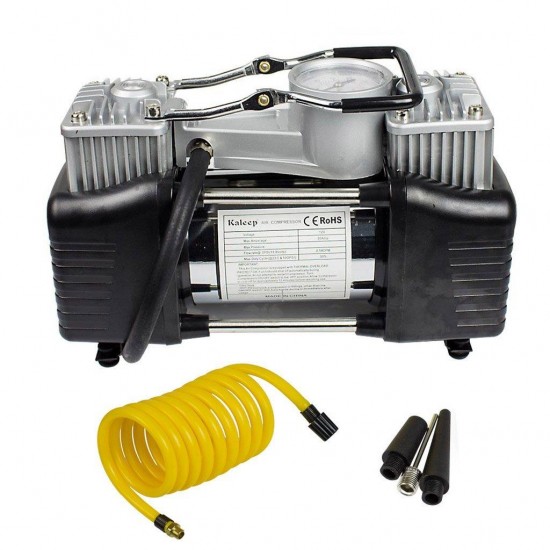 12V 150PSI Portable Heavy Duty Dual Cylinder Air Pump Air Compressor Tire Inflator For Car Truck RV