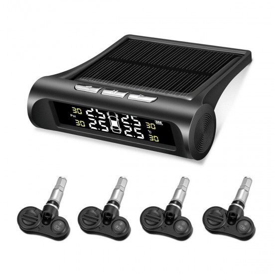 Car Tyre Pressure Monitor System Solar Power LCD Display+ 4 Internal Sensors