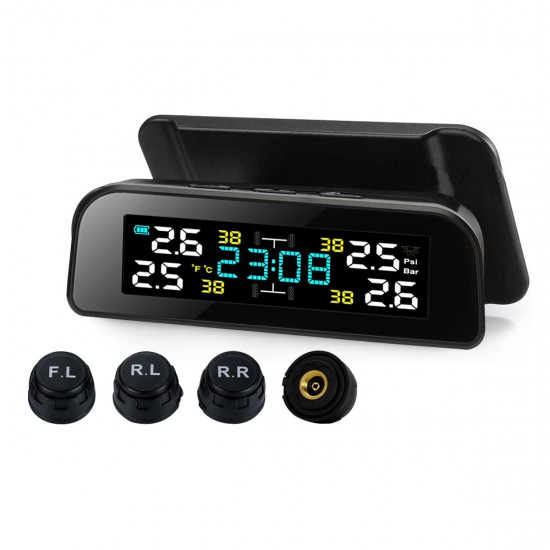 Car Tyre Pressure Monitor System Solar Power LCD Display Clock Time Display Car Tyre Pressure Monitor System Solar Power LCD Display Clock Time Display