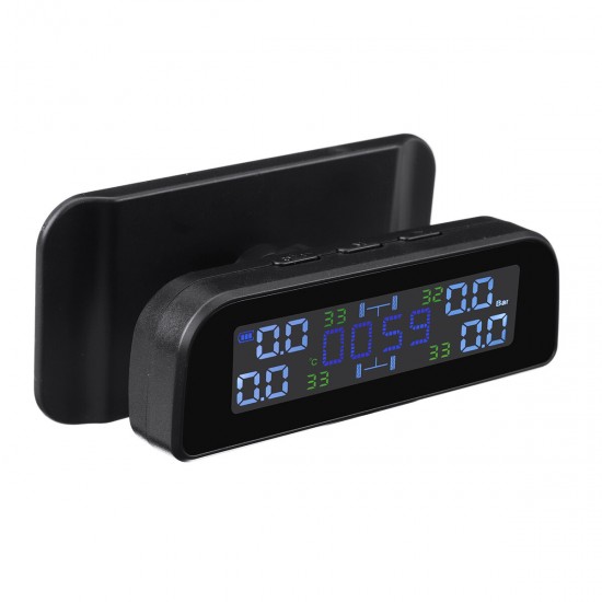 Wireless Tire Pressure Monitoring System Solar Power Clock LCD Display