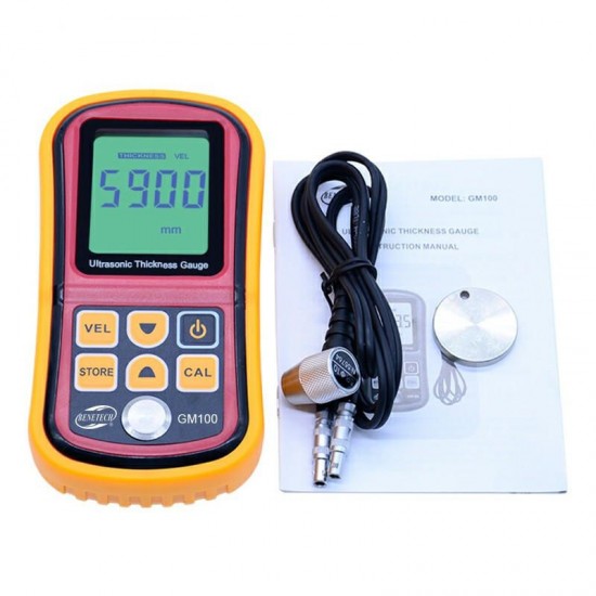 GM100 Digital LCD Display Ultrasonic Thickness Gauge Metal Testering Measuring Instruments 1.2 to 200MM Sound Velocity Meter