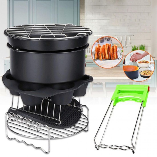 1 Set 8 Inch Air Fryer Accessories Rack Cake Pizza Oven Barbecue Frying Pan Tray 1 Set 8 Inch Air Fryer Accessories Rack Cake Pizza Oven Barbecue Frying Pan Tray