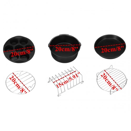 1 Set 8 Inch Air Fryer Accessories Rack Cake Pizza Oven Barbecue Frying Pan Tray 1 Set 8 Inch Air Fryer Accessories Rack Cake Pizza Oven Barbecue Frying Pan Tray