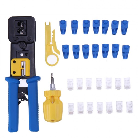 103Pcs Network Repair Tool Kit 6P/8P Network Hole Crystal Head Wire Crimper Plier with Mini Wire Stripper Screwdriver