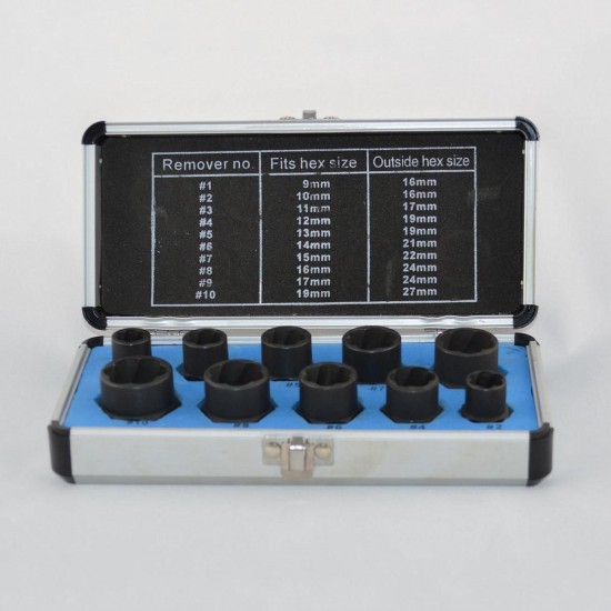 10Pcs Cased Damaged Bolt Nut Screw Remover Extractor Removal Tools Set 10Pcs Cased Damaged Bolt Nut Screw Remover Extractor Removal Tools Set